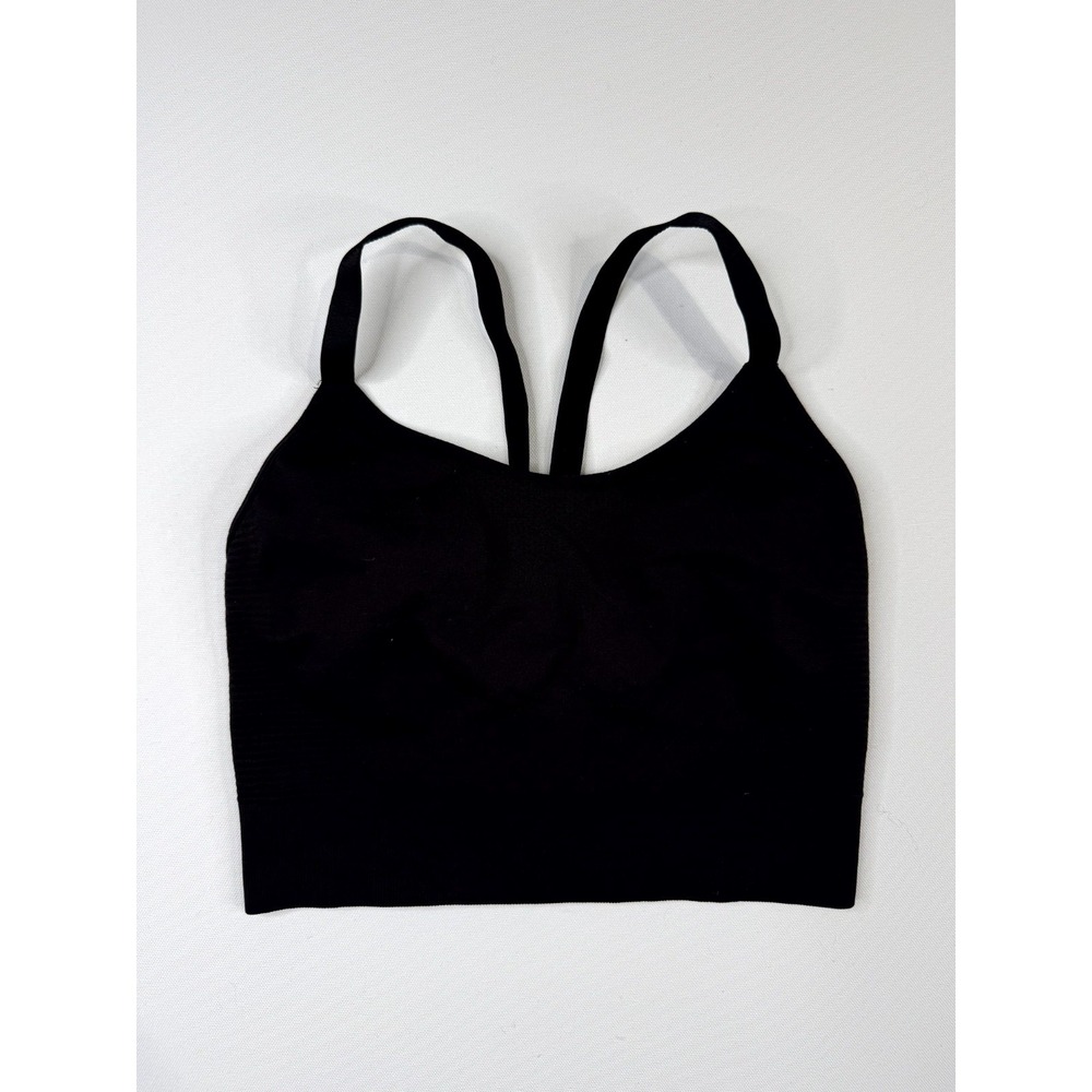 Adidas Sports Bra Womens Black Seamless Ribbed Wireless Activewear M